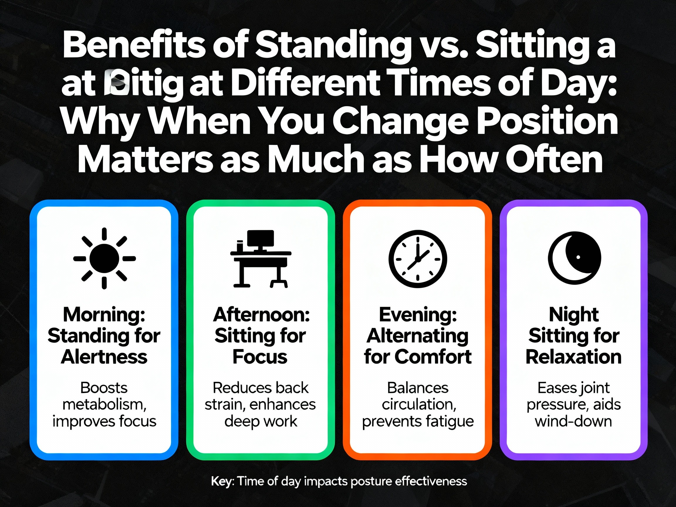 The Benefits of Standing vs. Sitting at Different Times of Day: Why When You Change Position Matters as Much as How Often